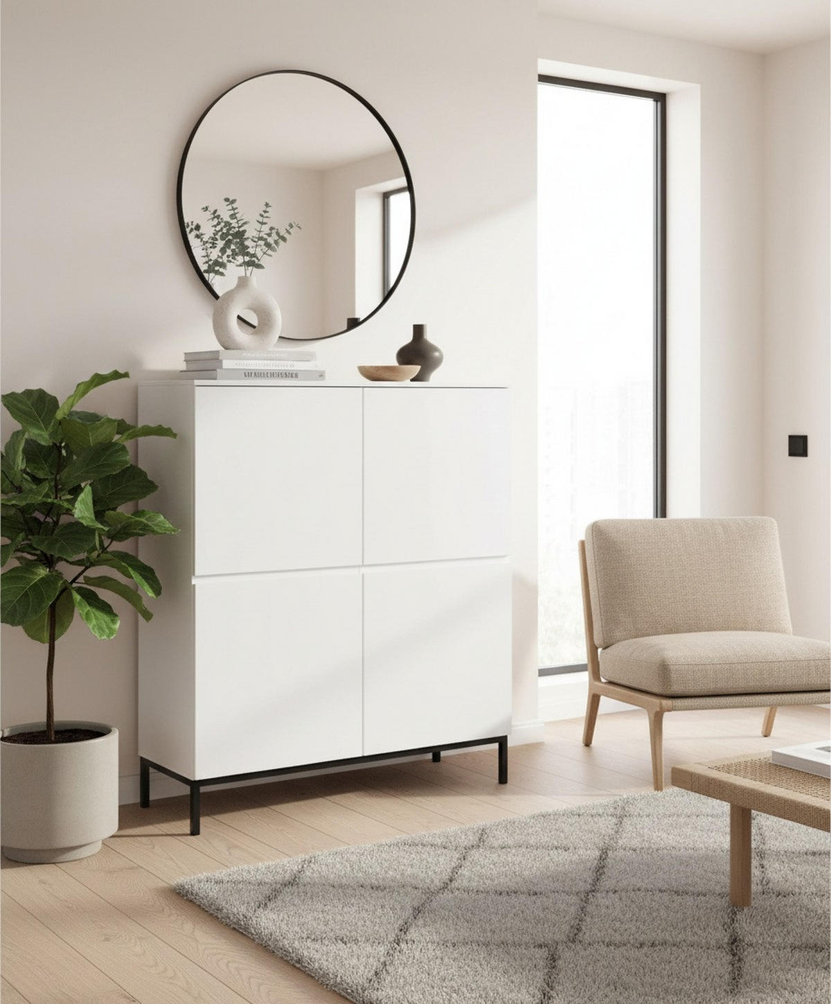 HIGHBOARD  100/122/35 cm  - Schwarz/Weiß, Design, Holzwerkstoff/Metall (100/122/35cm) - Hom`in
