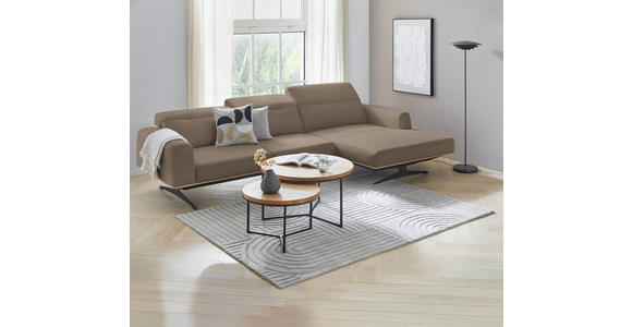 ECKSOFA  in Echtleder Hellbraun  305/163 cm  - Hellbraun/Eichefarben, Design, Leder/Holz (305/163cm) - Novel