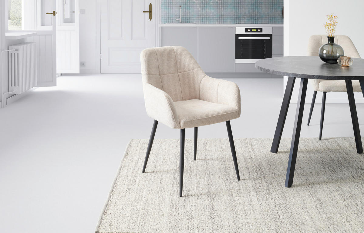 ŽIDLE S PODRUČKAMI, železo, tkaná látka, černá, béžová - černá/béžová, Konvenční, kov/textil (58/88/63cm) - MID.YOU