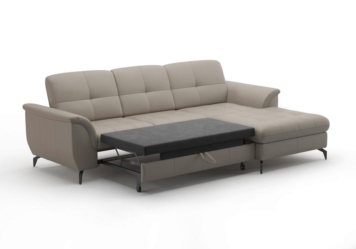 ECKSOFA in Vliesstoff Kombination Echtleder/Stoff Grau  - Schwarz/Grau, Modern, Leder/Textil (262/164cm) - Sit & More