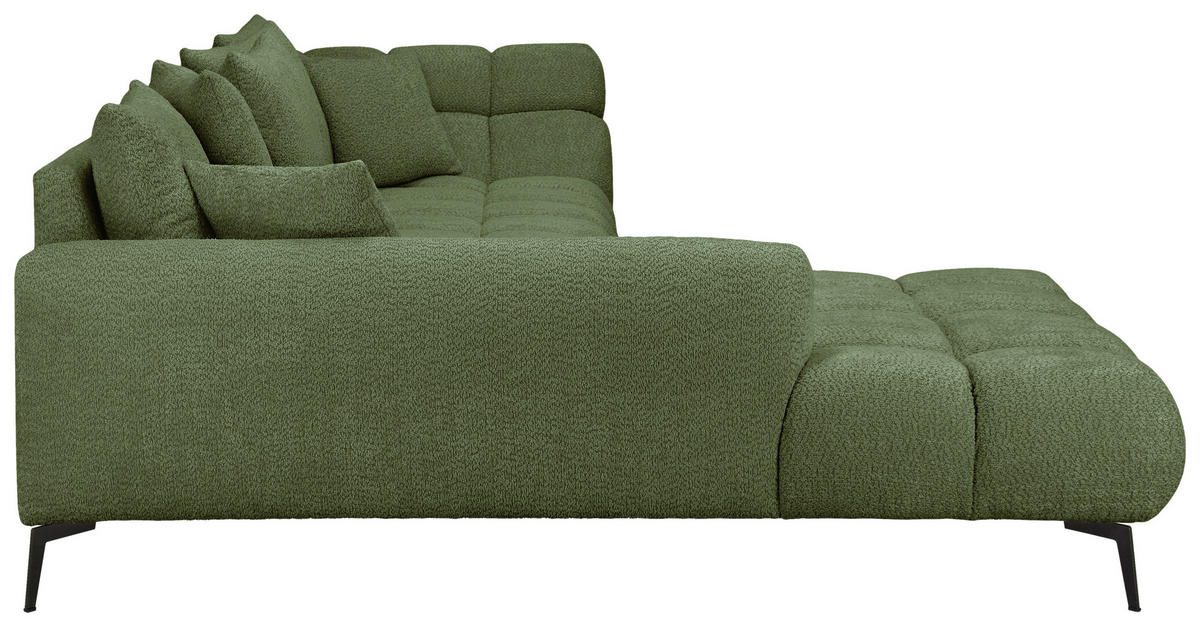 ECKSOFA Grün Bouclé Zierkissen, Rückenkissen, Rücken echt  - Schwarz/Grün, MODERN, Textil/Metall (217/318cm) - Carryhome