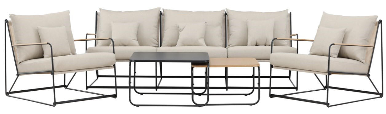 LOUNGEGRUPP 5 delar  - beige/svart, Klassisk, metall/textil