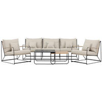 LOUNGEGRUPP 5 delar  - beige/svart, Klassisk, metall/textil