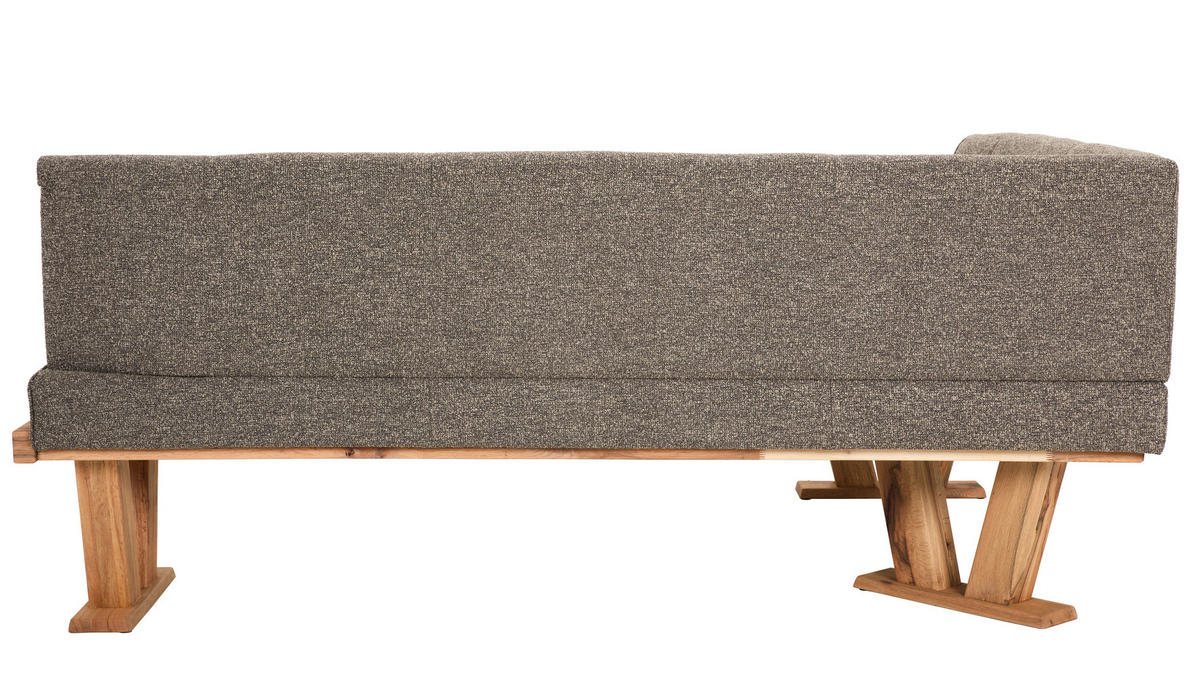 ECKBANK 155/225 cm Jacquard, Flachgewebe Braun Balkeneiche massiv   - Eichefarben/Braun, Natur, Holz/Textil (155/225cm) - Moderano