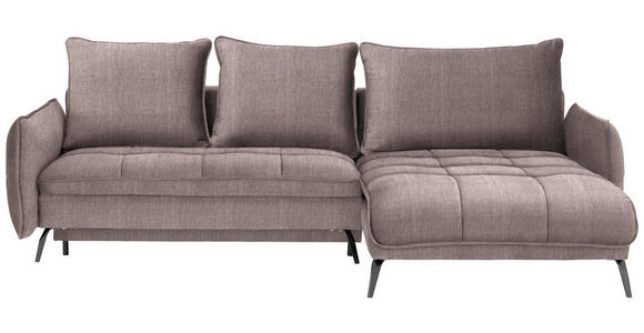 ECKSOFA in Flachgewebe Taupe - Taupe/Schwarz, Design, Textil/Metall (273/180cm) - Hom`in