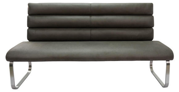 SITZBANK 180/94,5/70 cm in Grau, Edelstahlfarben - Edelstahlfarben/Grau, Design, Textil/Metall (180/94,5/70cm) - Novel