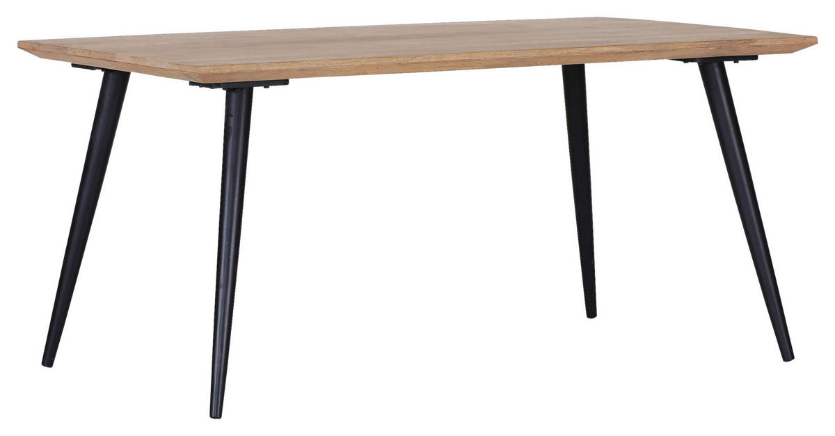 ESSTISCH Mangoholz massiv rechteckig Naturfarben, Schwarz  - Schwarz/Naturfarben, Trend, Holz/Metall (160/90/76cm) - Livetastic