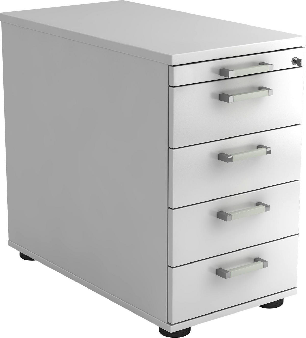 ANSTELLCONTAINER Weiß  - Chromfarben/Schwarz, KONVENTIONELL, Holzwerkstoff/Kunststoff (42,8/72-76/80cm) - Venda