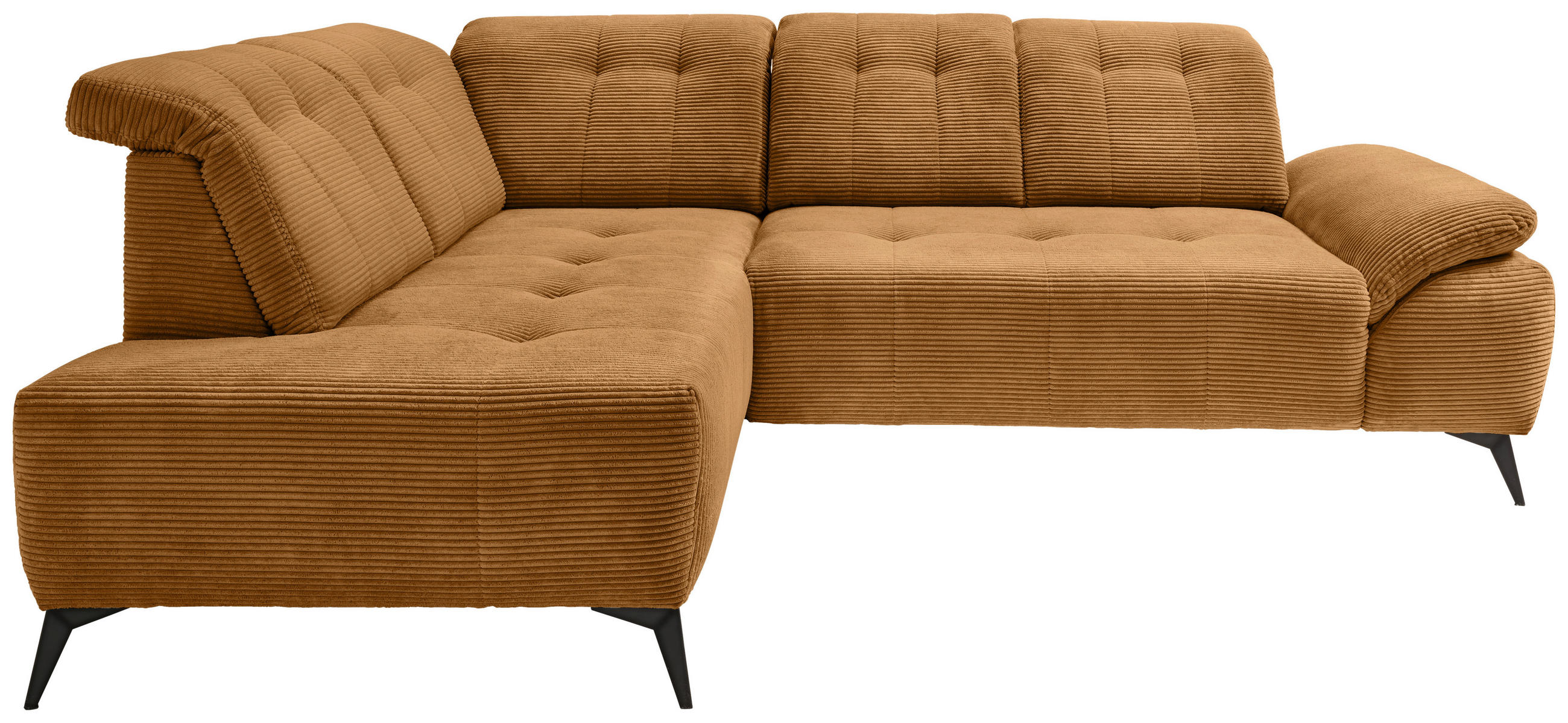 ECKSOFA Goldfarben Cord  - Goldfarben/Schwarz, MODERN, Textil/Metall (200/272cm) - Livetastic