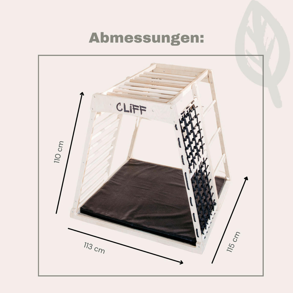 KLETTERGERÜST - Schwarz/Weiß, Basics, Holz (113/115/110cm) - CLIFF