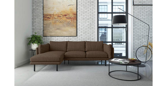 ECKSOFA Salama Hellbraun Flachgewebe Rückenkissen, Armlehnenkissen  - Hellbraun/Beige, Design, Textil/Metall (160/268/100cm) - Novel