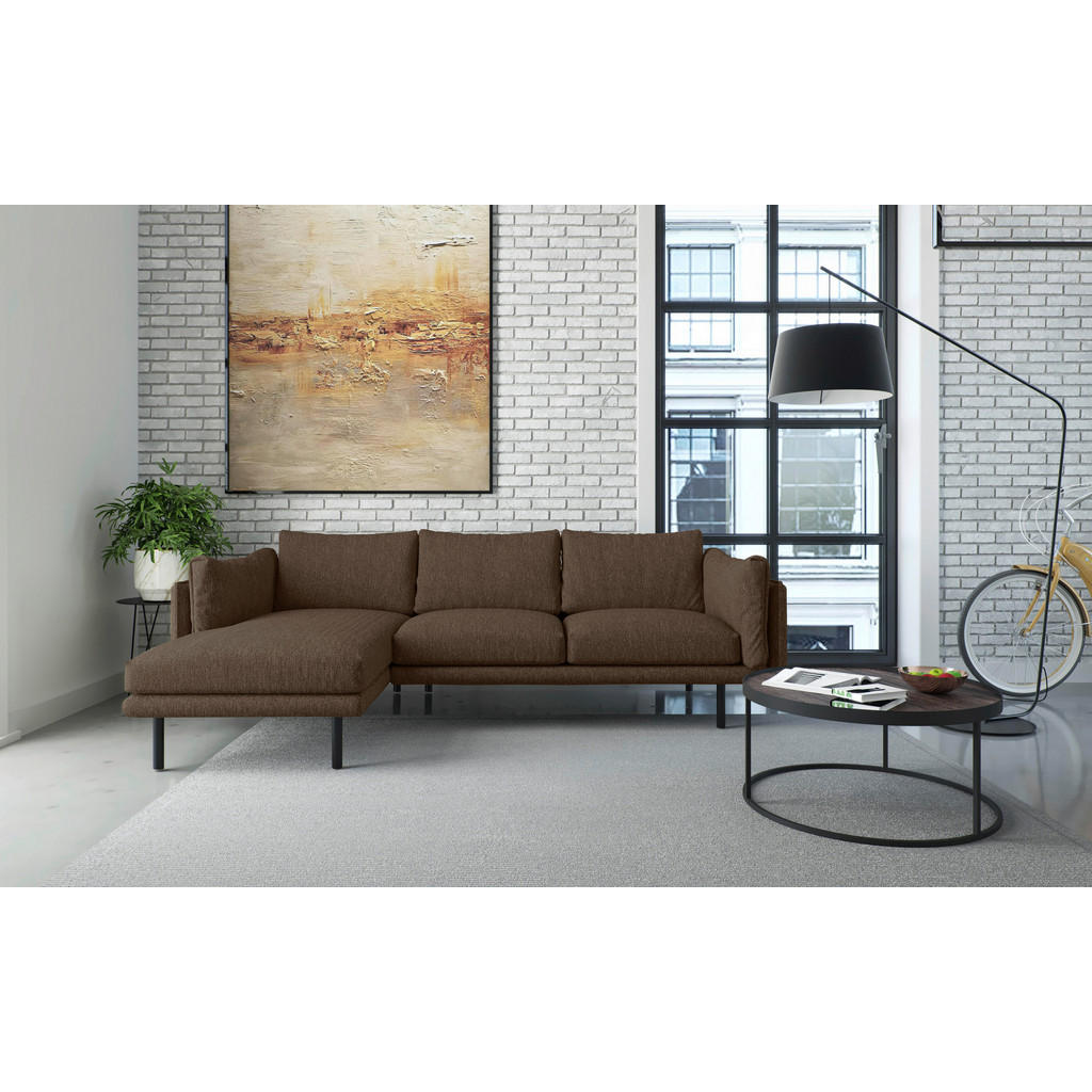 Thumbnail - Novel Ecksofa Salama, Hellbraun, Textil, 4-Sitzer, Füllung: Daunen, Silikon, Ottomane links, L-Form, 268x160 cm, Made in...