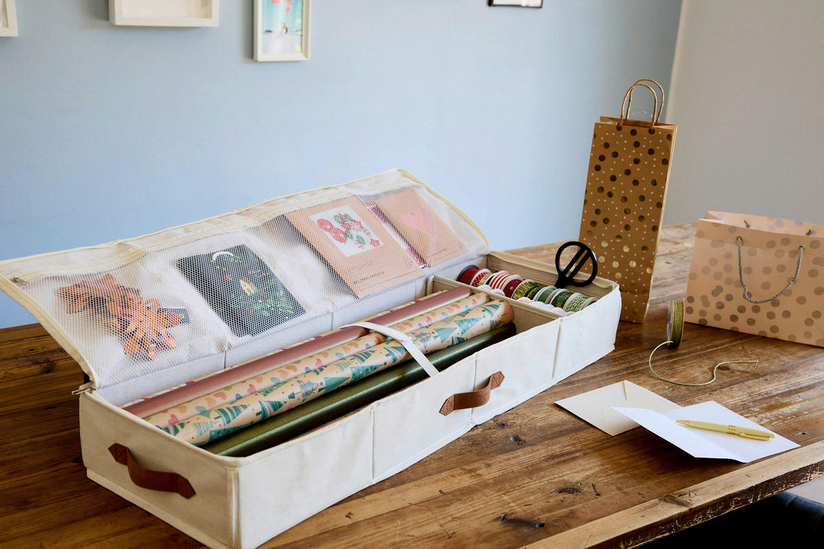 AUFBEWAHRUNGSBOX Premium  - Beige, Basics, Textil (90/30/12cm) - Store It