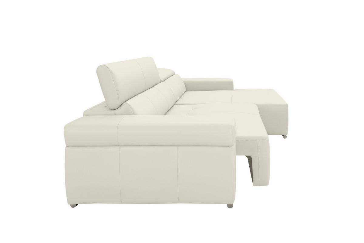 Ecksofa inkl. Funktion DUA Weiß Echtleder  - Chromfarben/Weiß, Design, Leder/Metall (293/170cm) - Novel