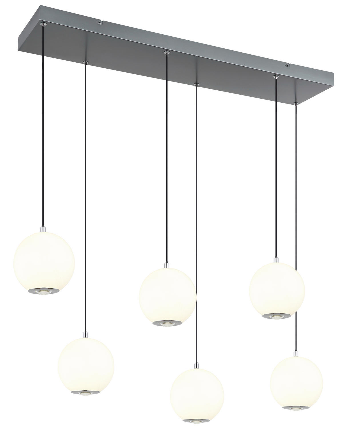 LED-HÄNGELEUCHTE SIMMONS 97,5/30/150 cm   - Klar/Chromfarben, KONVENTIONELL, Glas/Kunststoff (97,5/30/150cm) - Globo