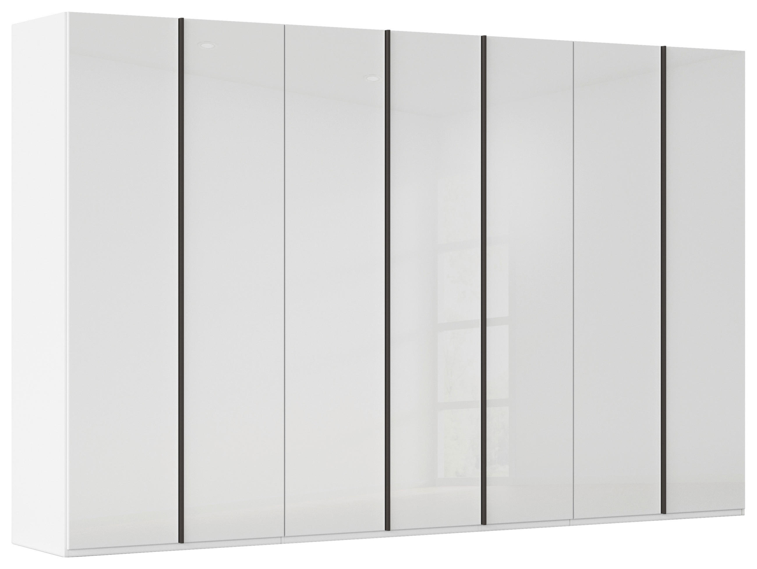 DREHTÜRENSCHRANK 350/223/61 cm,  in Weiß, 7  - Graphitfarben/Weiß, Basics, Glas/Holzwerkstoff (350/223/61cm) - Novel