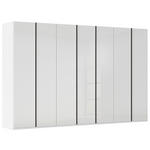 DREHTÜRENSCHRANK 350/223/61 cm,  in Weiß, 7-türig  - Graphitfarben/Weiß, Basics, Glas/Holzwerkstoff (350/223/61cm) - Novel