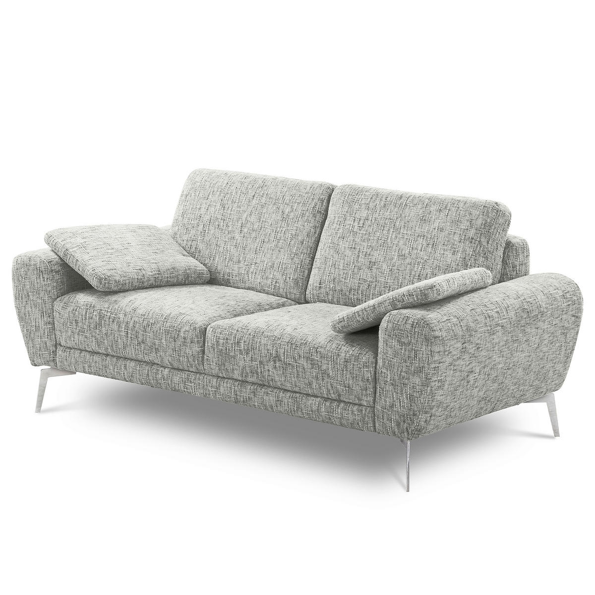 2-SITZER-SOFA Webstoff Grau  - Chromfarben/Grau, Design, Textil/Metall (157/85/92cm) - Livetastic