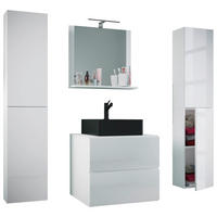 BADEZIMMER 5-teilig  in 127 cm  - Schwarz/Weiß, MODERN, Glas/Keramik (127cm) - MID.YOU