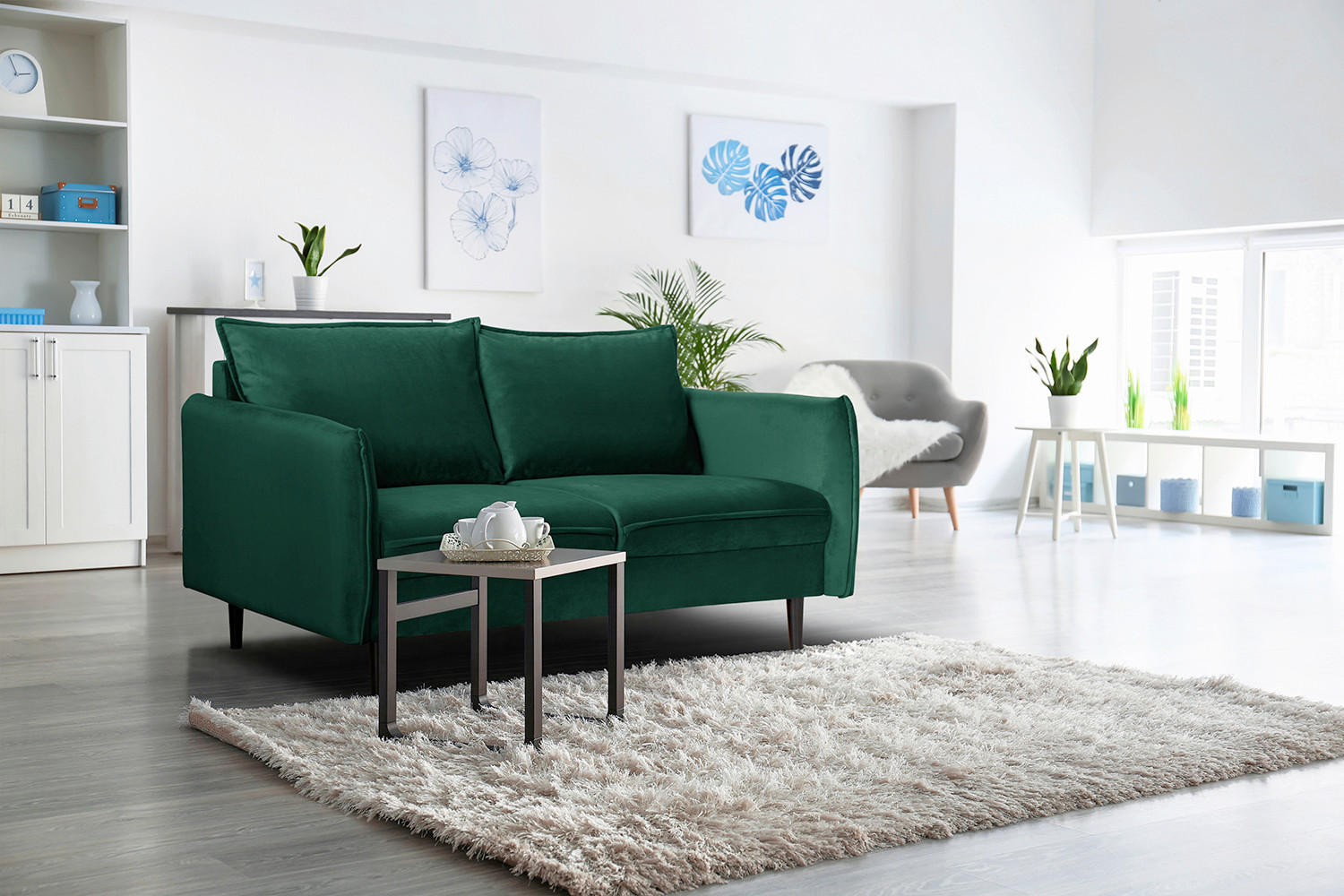 2-SITZER-SOFA JULI Samt Grün  - Schwarz/Grün, Design, Holz/Textil (138/86/100cm) - P & B