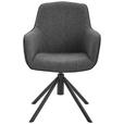 ARMLEHNSTUHL  , Stoffauswahl, Typenauswahl, Sitzfläche 360° drehbar  , Flachgewebe  ,  - Anthrazit/Schwarz, Design, Textil/Metall (60/88/64cm) - Novel