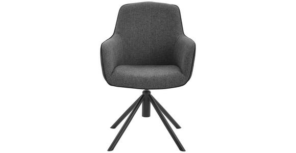 ARMLEHNSTUHL  , Stoffauswahl, Typenauswahl, Sitzfläche 360° drehbar  , Flachgewebe  ,  - Anthrazit/Schwarz, Design, Textil/Metall (60/88/64cm) - Novel