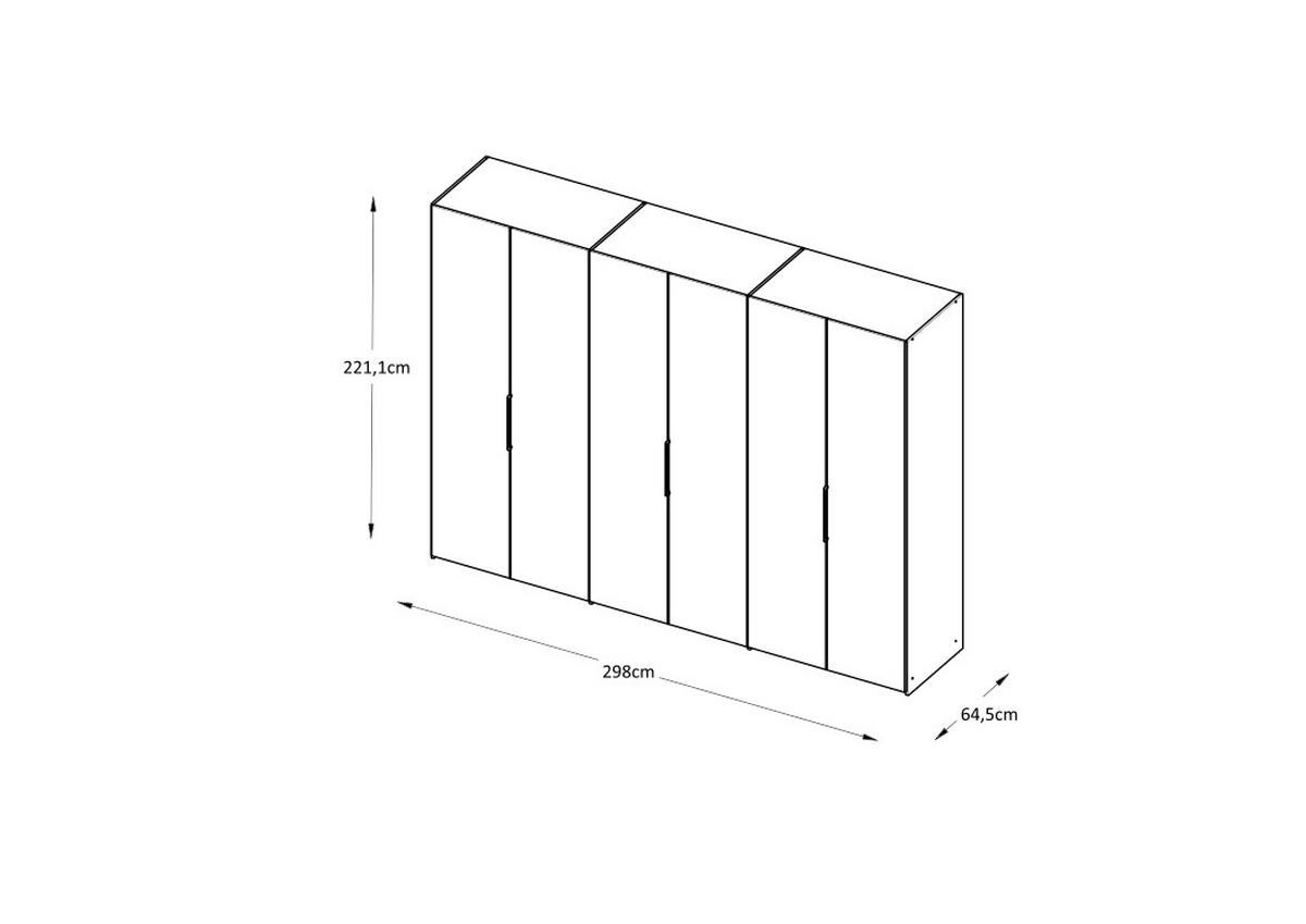 DREHTÜRENSCHRANK 298/222/63 cm,  in Elfenbein, 6-türig  - Elfenbein/Alufarben, Design, Holzwerkstoff/Metall (298/222/63cm) - Dieter Knoll