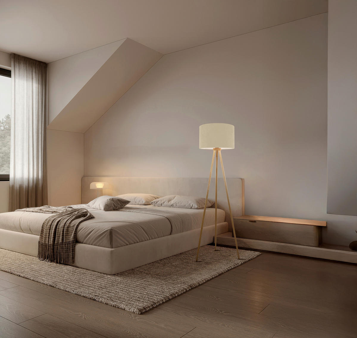 STEHLEUCHTE Stehleuchte ARDITA 61,6/152 cm   - Perlmutt, Trend, Holz/Metall (61,6/152cm) - Näve