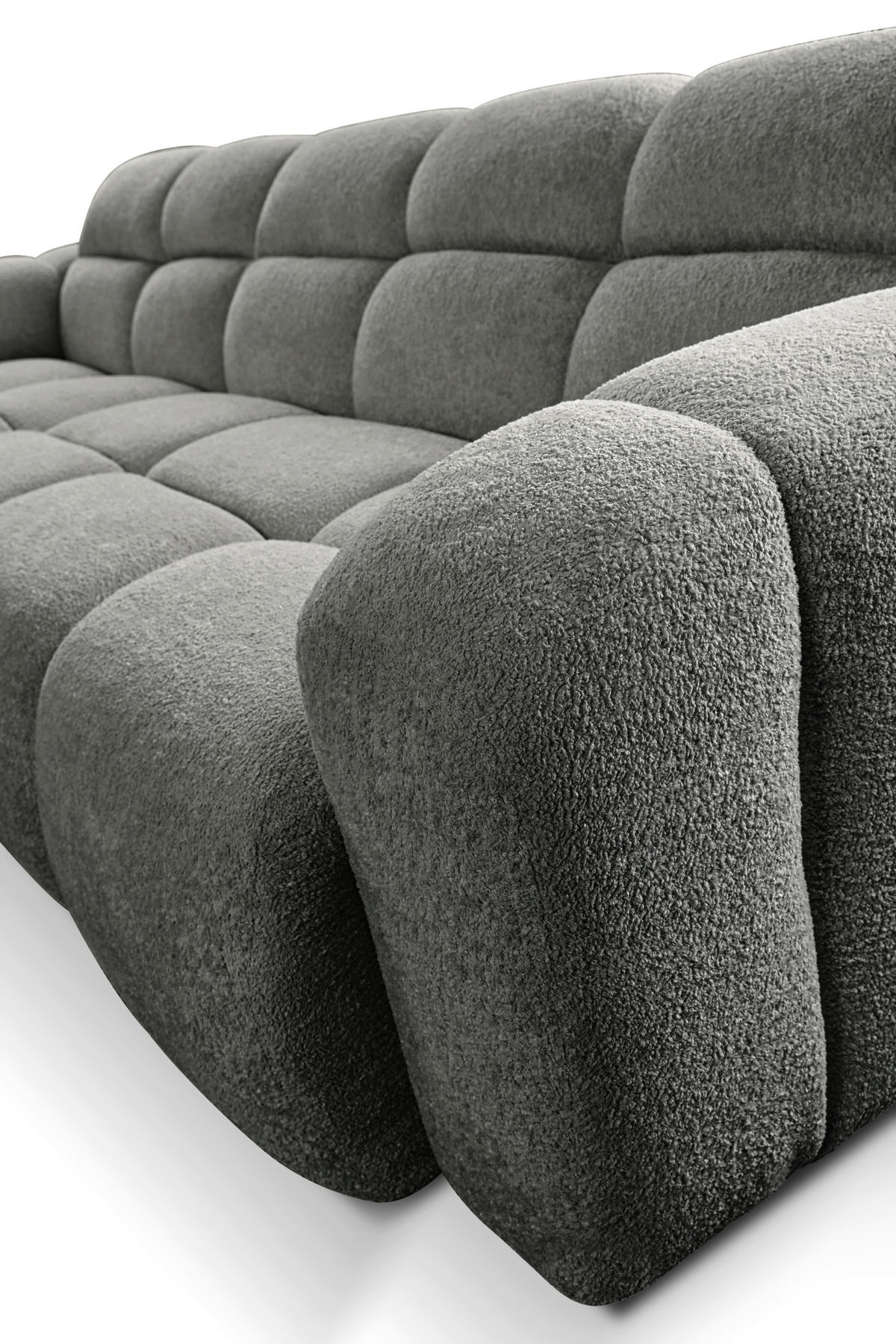 ECKSOFA links montierbar  VENTO Grau Struktur  - Schwarz/Grau, Design, Holz/Textil (175/255cm) - MID.YOU