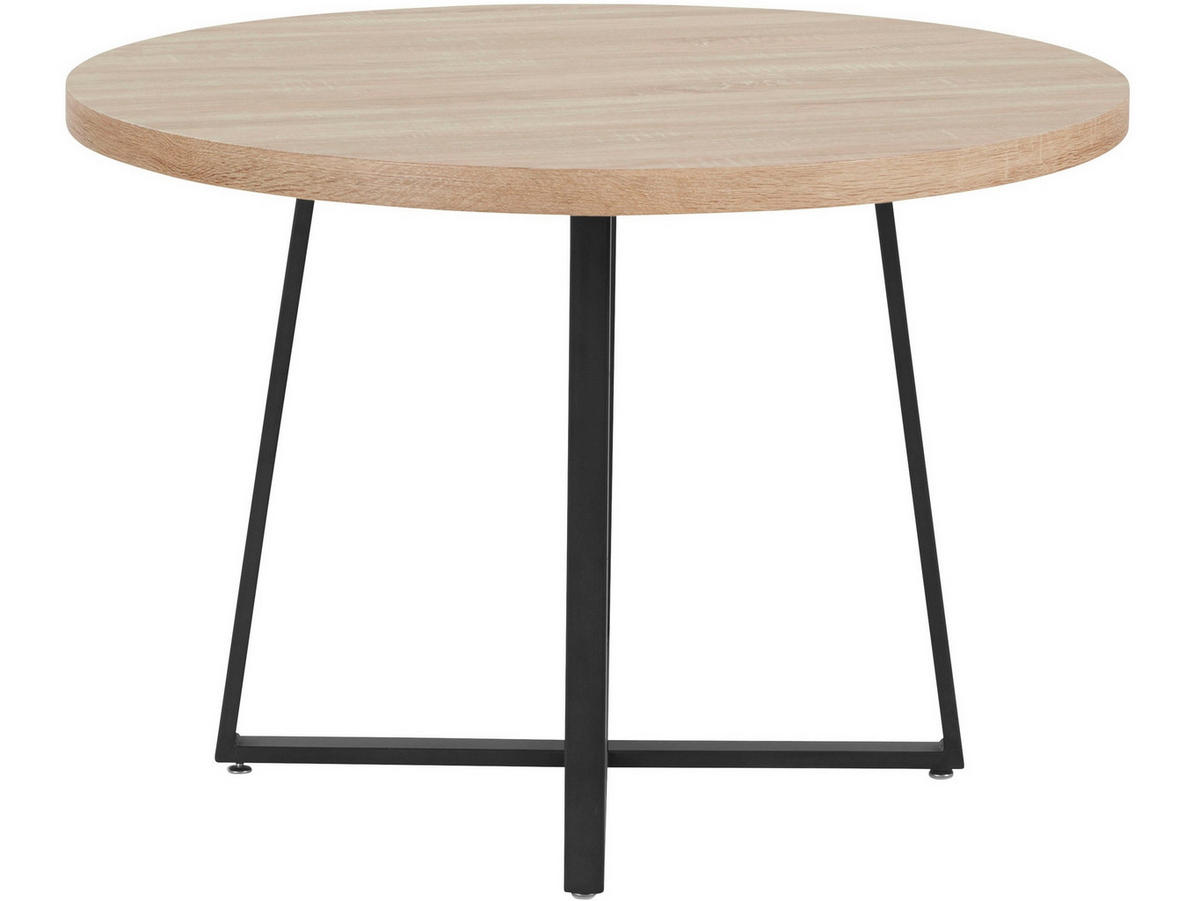 ESSTISCH 110/110/76 cm Nachbildung  Metall, Holzwerkstoff gastro- und objekttauglich rund Naturfarben  - Schwarz/Naturfarben, MODERN, Holzwerkstoff/Metall (110/110/76cm) - MID.YOU