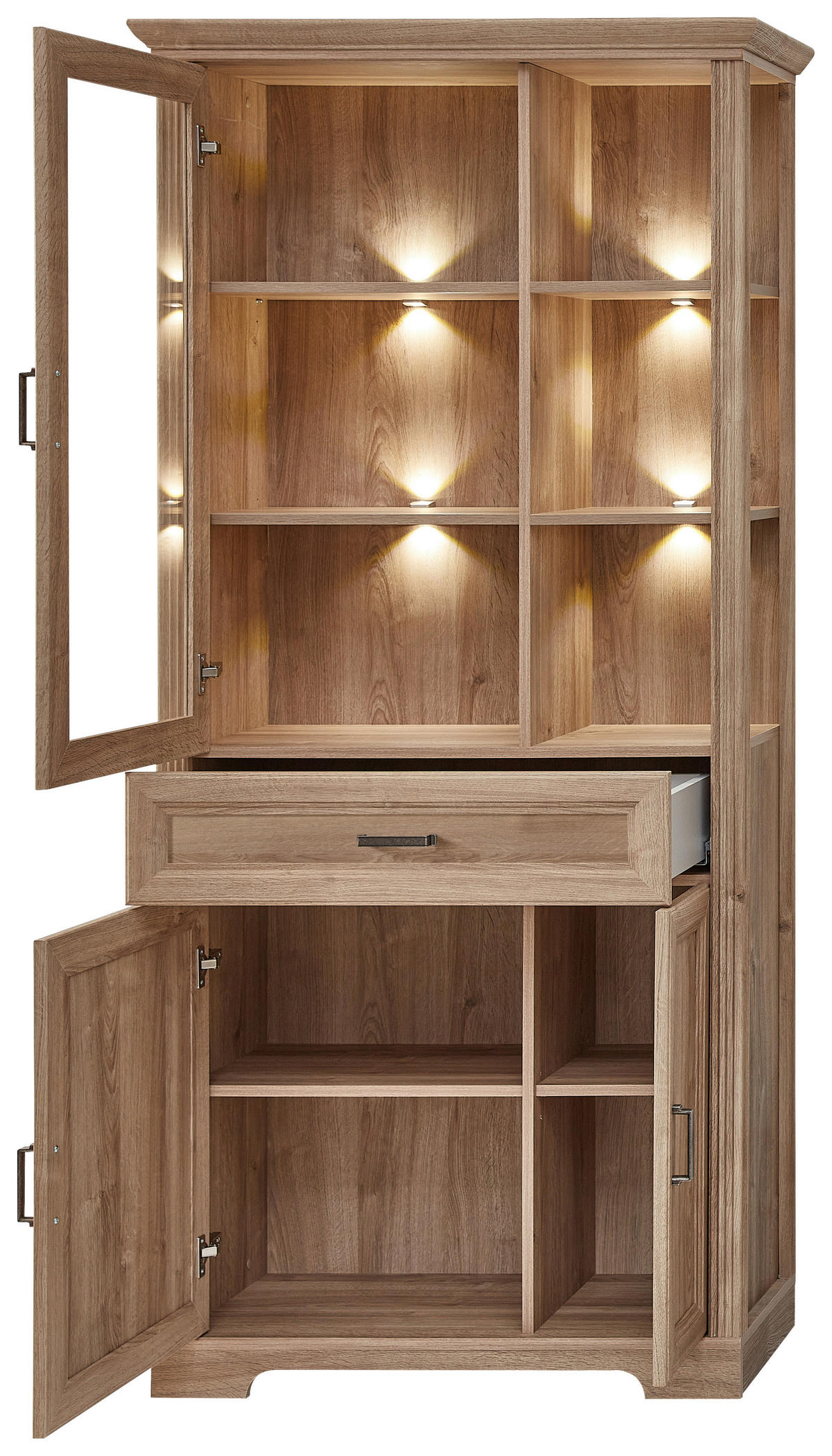 VITRINE in Eichefarben  - Eichefarben, Design, Holzwerkstoff/Metall (93/204/42cm) - MID.YOU