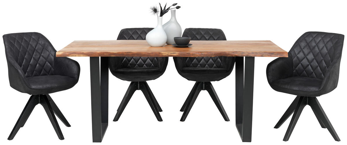 TISCHGESTELL Schwarz  - Schwarz, Design, Metall (78/7,5/72cm) - Valdera