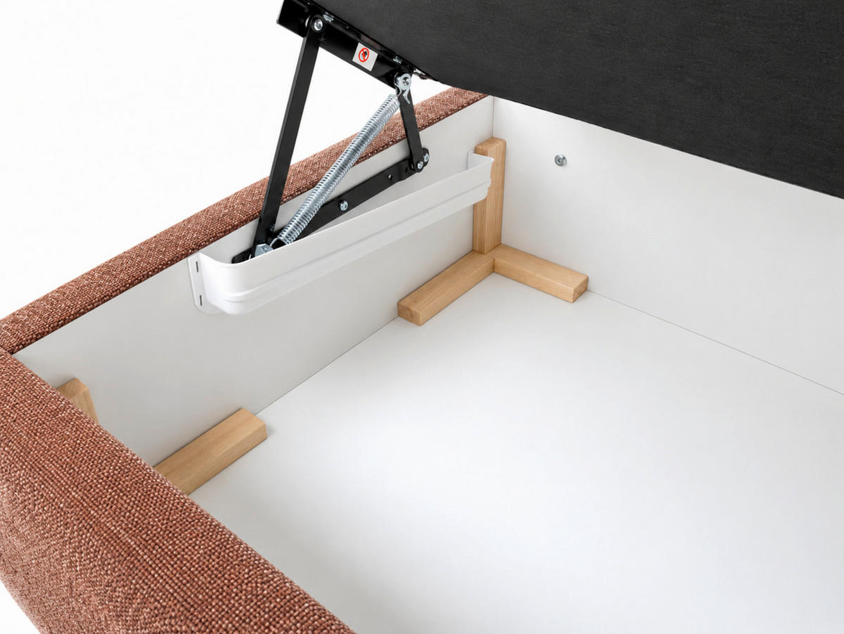 BOXBETT 140/200 cm,  in Terracotta, Bettkasten, Topper,  - Chromfarben/Terracotta, MODERN, Holz/Kunststoff (140/200cm) - MID.YOU