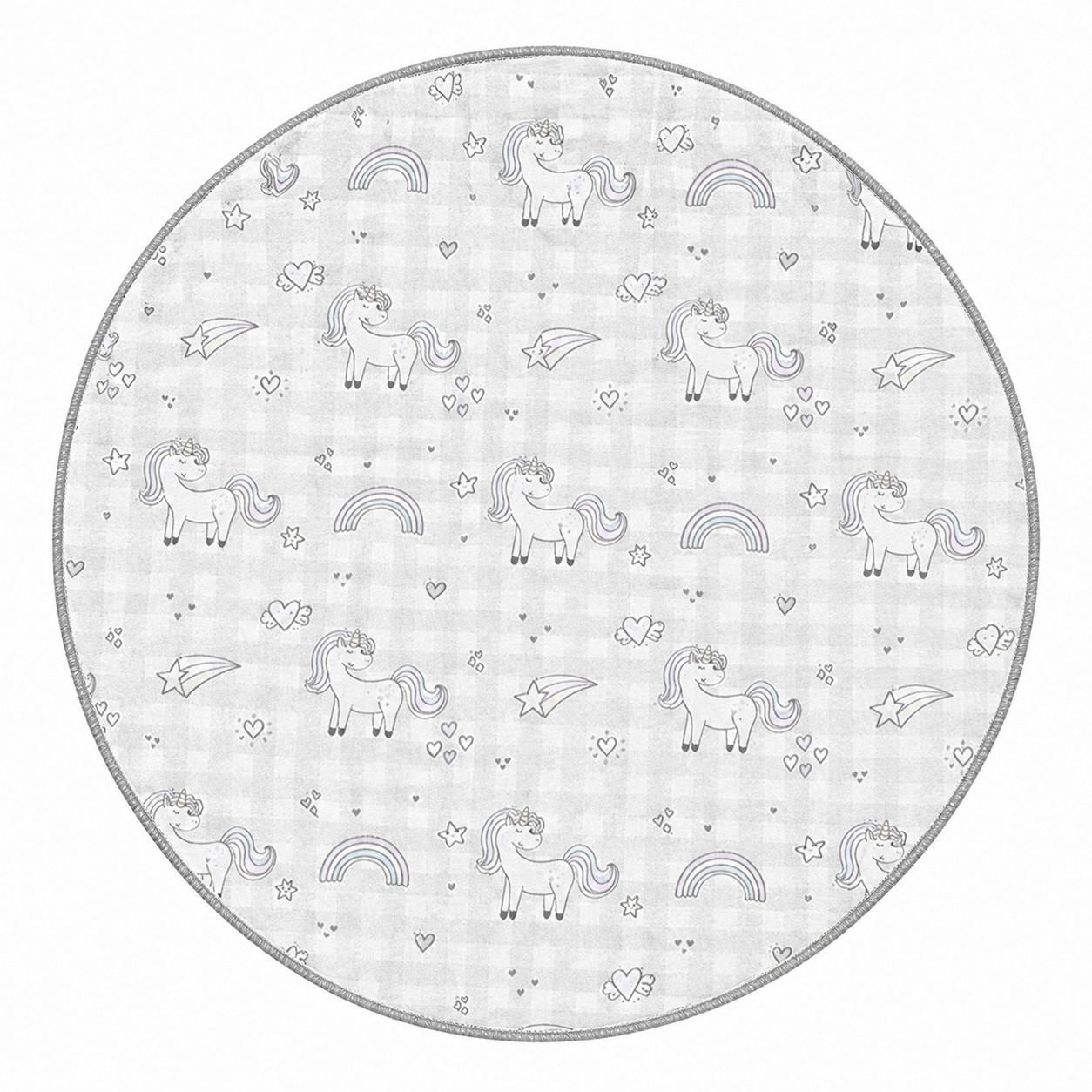 KINDERTEPPICH  Wohnzimmer 120/120 cm Grau rund  - Grau, Basics, Textil (120/120cm)
