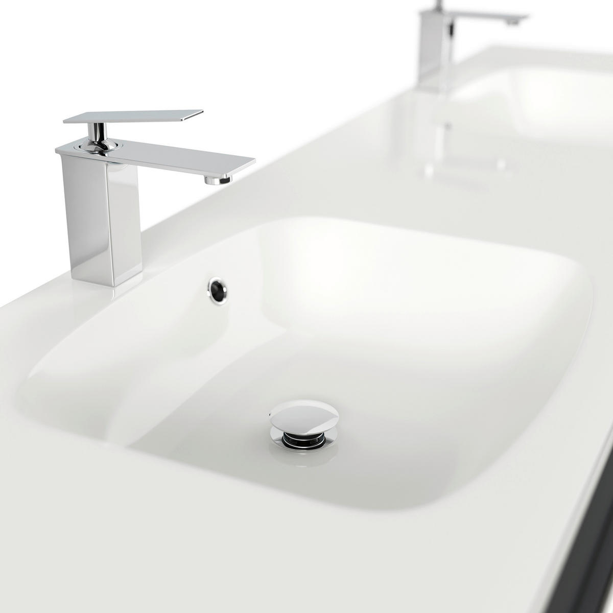 WASCHTISCHKOMBI 180 cm  - Graphitfarben/Weiß, Basics, Holzwerkstoff/Stein (180cm) - MID.YOU