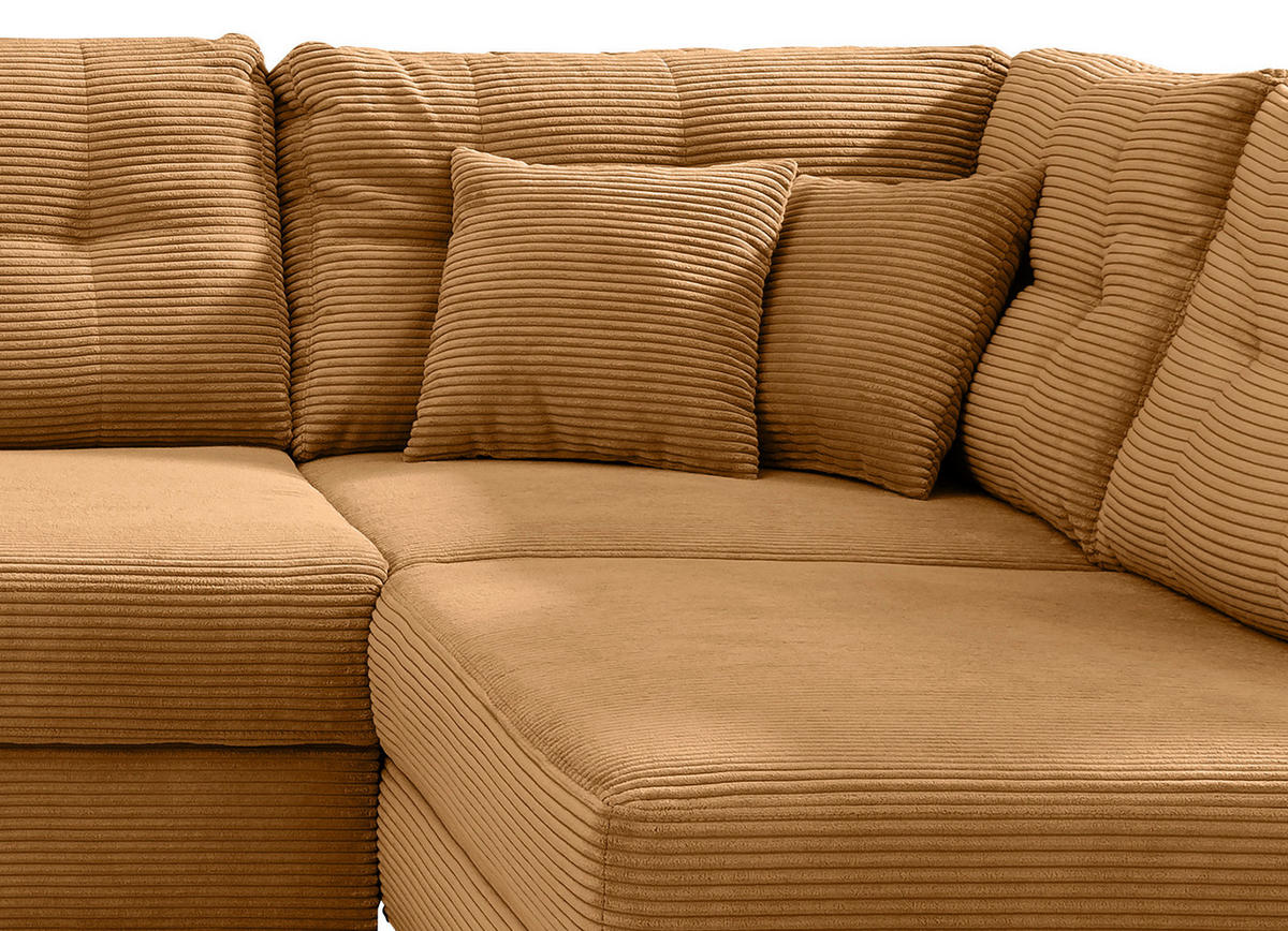 WOHNLANDSCHAFT in Cord Goldfarben  - Goldfarben/Naturfarben, Modern, Holz/Textil (176/338-352/206cm) - Livetastic