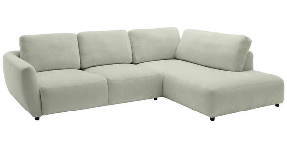 ECKSOFA  in Chenille Salbeigrün  307/224 cm  - Salbeigrün/Schwarz, KONVENTIONELL, Kunststoff/Textil (307/224cm) - Hom`in