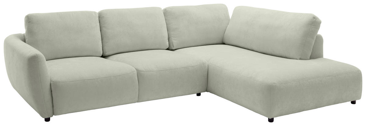 ECKSOFA  in Chenille Salbeigrün  307/224 cm  - Salbeigrün/Schwarz, KONVENTIONELL, Kunststoff/Textil (307/224cm) - Hom`in
