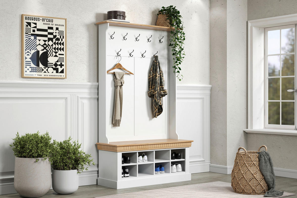 GARDEROBE  in 118/196/43 cm  - Naturfarben/Weiß, ROMANTIK / LANDHAUS, Holz (118/196/43cm) - MID.YOU
