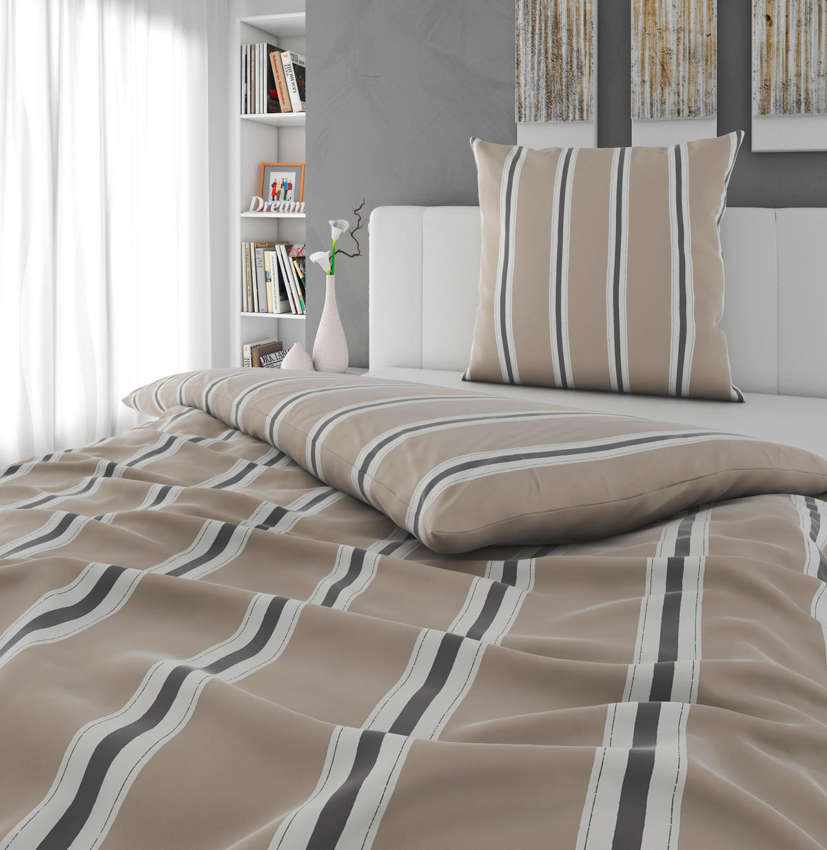 BETTWÄSCHE 2-teilig Satin 155/220 cm  - Beige, Textil (155/220cm) - Novel