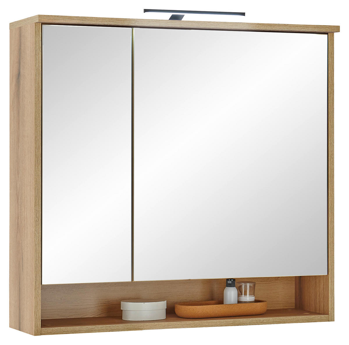 ZRCADLOVÁ SKŘÍŇKA, barvy dubu, barvy dubu, 80/75/23 cm - barvy dubu, Moderní, kompozitní dřevo/sklo (80/75/23cm) - MID.YOU