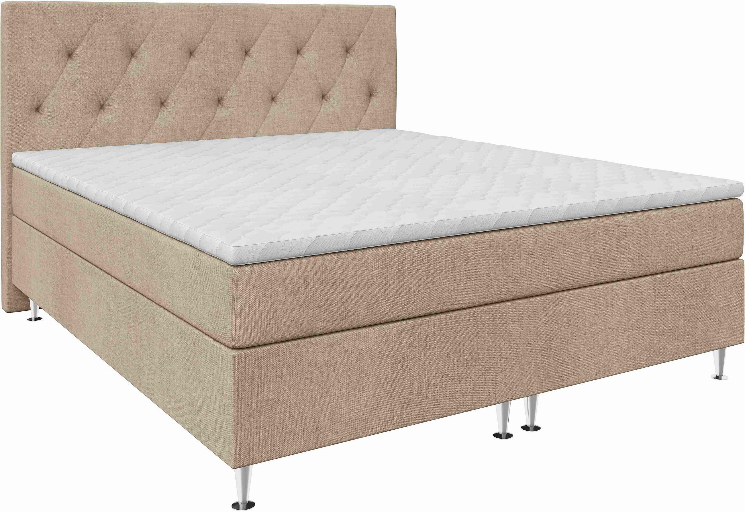 BOXSPRINGBETT 140/200 cm  in Beige  - Beige/Silberfarben, KONVENTIONELL, Textil/Metall (140/200cm) - Chameo