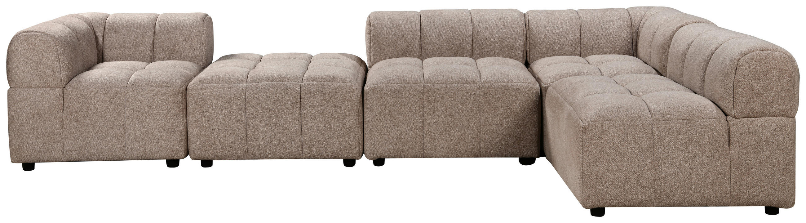 ECKSOFA Beige Struktur - Beige/Schwarz, Design, Holz/Kunststoff (336/70/168cm) - MID.YOU