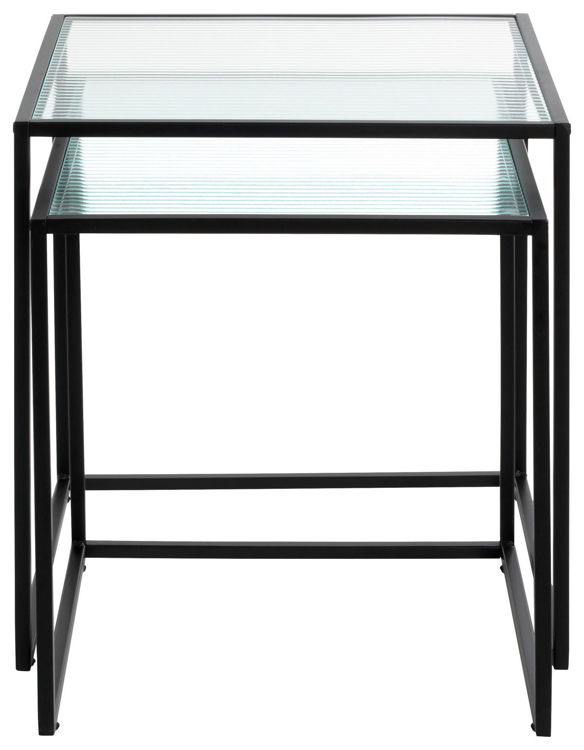 BEISTELLTISCHSET rechteckig Klar, Schwarz  - Klar/Schwarz, Design, Glas/Metall (40-45/40-45/44-49cm)