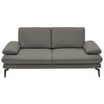 2,5-SITZER  in Echtleder Hellgrau   - Hellgrau/Schwarz, Design, Leder/Metall (196/86/104cm) - Dieter Knoll