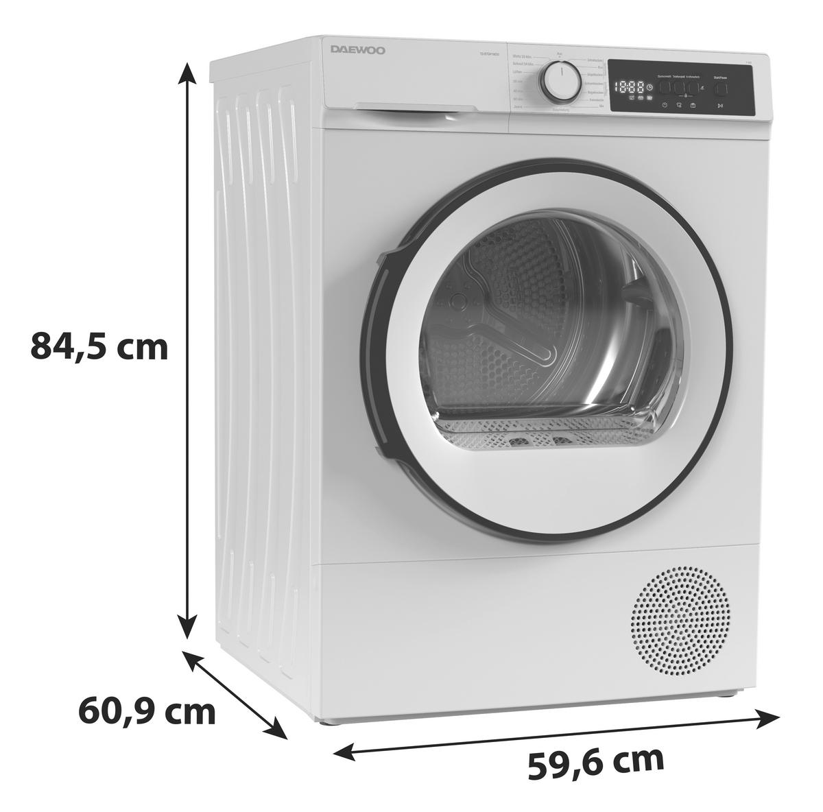 WÄRMEPUMPENTROCKNER TD-B7GP1WD0-DE  - Weiß, Basics, Glas/Kunststoff (84.5/59.6/60.9cm) - Daewoo