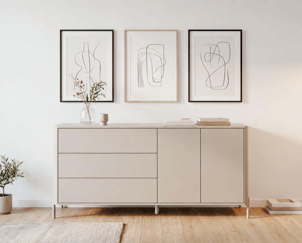 SIDEBOARD  175/88/38 cm 3 Schublade(n)  - Kaschmir, Design, Holzwerkstoff/Metall (175/88/38cm) - MID.YOU