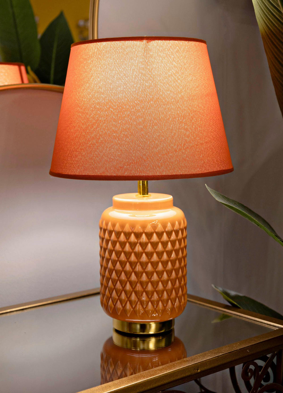 TISCHLEUCHTE   - Orange, Basics, Keramik/Textil (28/44/28cm)