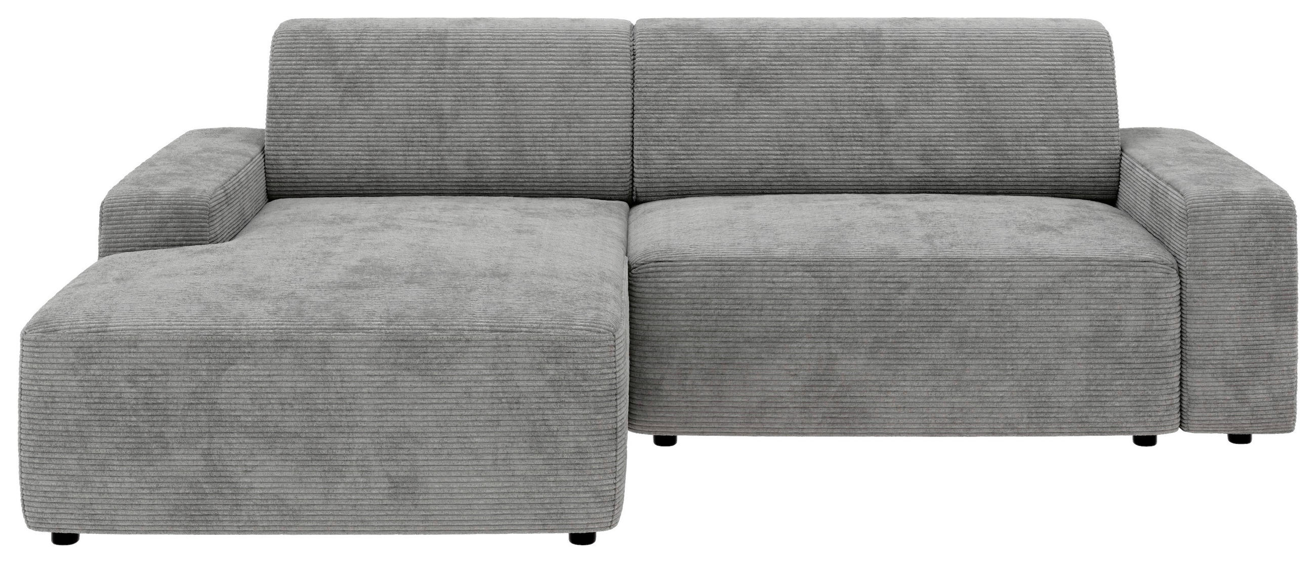 ECKSOFA in Cord Grau - Schwarz/Grau, Modern, Kunststoff/Textil (162/246cm) - Trendmanufaktur
