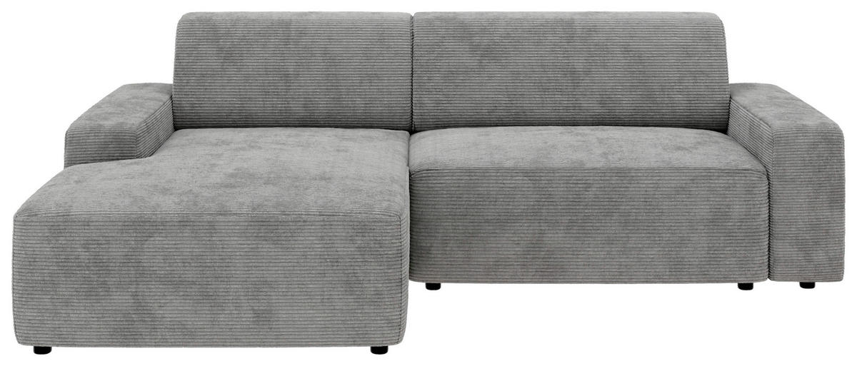 ECKSOFA in Cord Grau  - Schwarz/Grau, Modern, Kunststoff/Textil (162/246cm) - Trendmanufaktur
